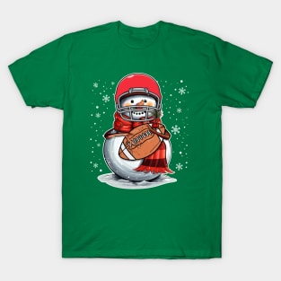 Vintage American Football Snowman Christmas T-Shirt